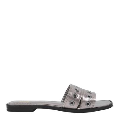 Rasteira couro crystal onix
