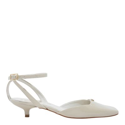 Scarpin couro verniz off white