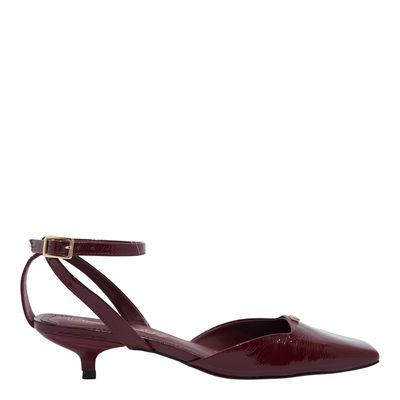 Scarpin couro verniz wine