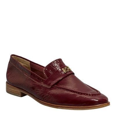 Mocassim Couro Verniz Vermelho Wine