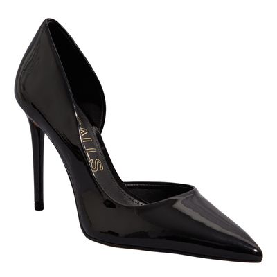 Scarpin Couro Verniz Preto Bico Fino Salto Alto