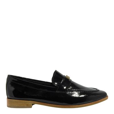 Mocassim Tira Lisa Couro Verniz Preto