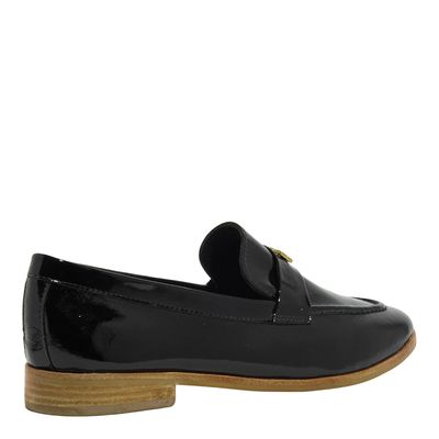 Mocassim Tira Lisa Couro Verniz Preto