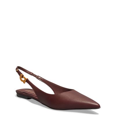 Sapatilha Slingback Vegetal Bico Fino Vermelha Merlot