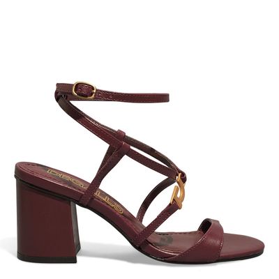 Sandália Vegetal Salto Grosso Vermelho Merlot