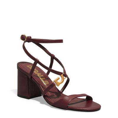 Sandália Vegetal Salto Grosso Vermelho Merlot