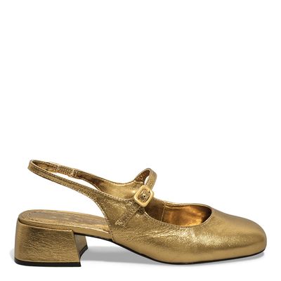 Scarpin Boneca Slingback Cristal Bronze