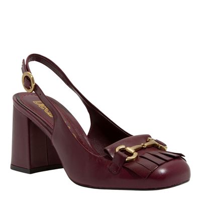 Scarpin Slingback Couro Bordô Bridão