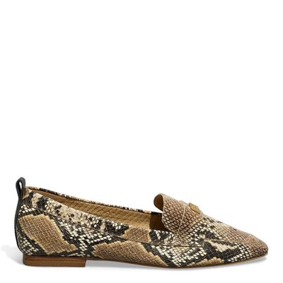 Mocassim Animal Print Cobra Bico Quadrado