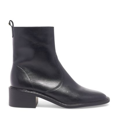 Bota Bico Redondo Couro Preto