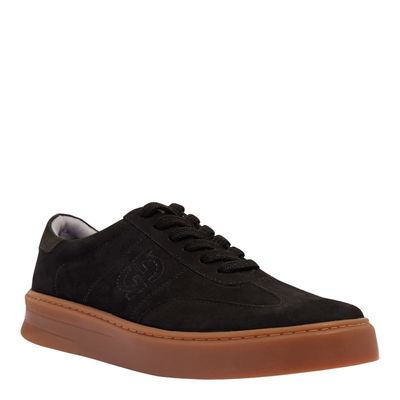 Tênis Masculino Setas Couro Nobuck Preto