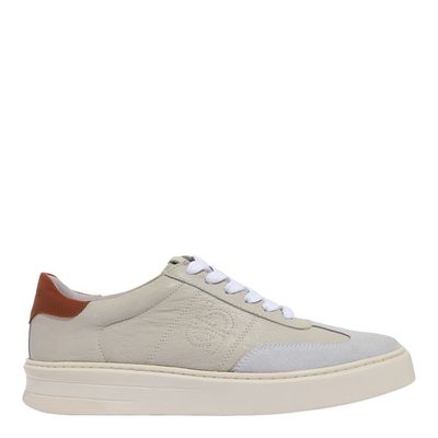 Tênis Masculino Setas Couro Off White Marrom