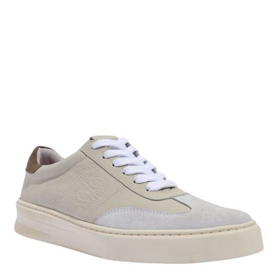 Tênis Masculino Setas Couro Off White Cinza