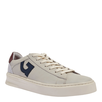 Tênis Masculino Couro Off White Seta Azul Marinho