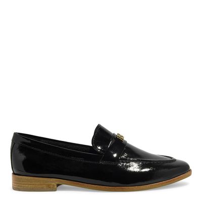 Mocassim Tira Lisa Couro Verniz Preto