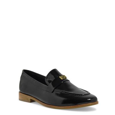 Mocassim Tira Lisa Couro Verniz Preto