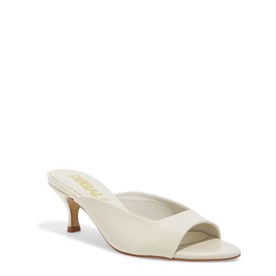 Mule Bico Quadrado Verniz Salto Baixo Off White