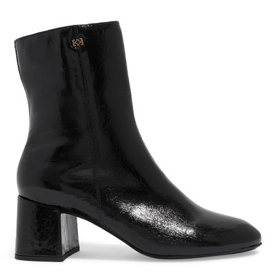Bota Verniz Cano Médio Preta Salto Grosso