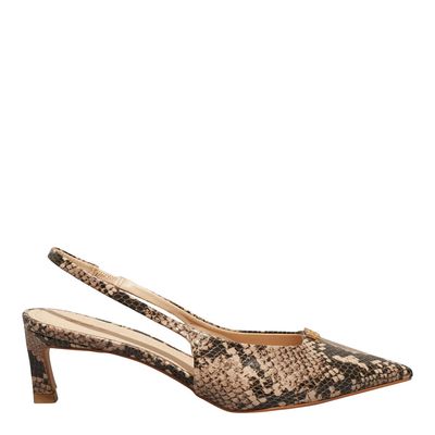 Scarpin Slingback Animal Print Cobra Salto Baixo