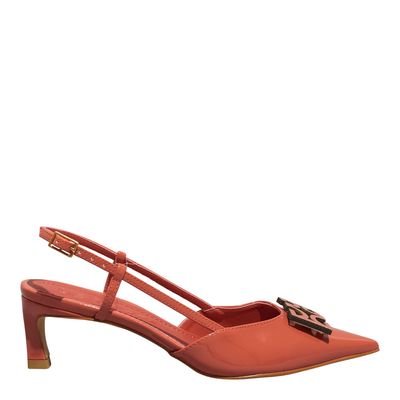 Scarpin Monograma Verniz Salto Baixo Vermelho