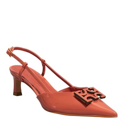 Scarpin Monograma Verniz Salto Baixo Vermelho
