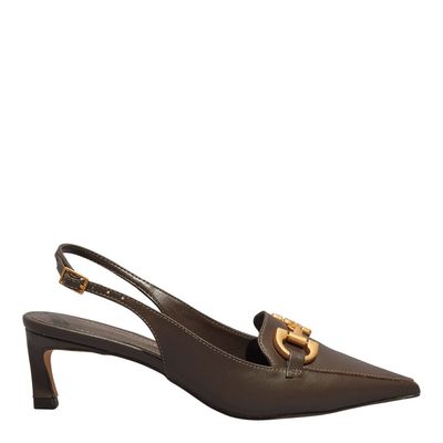Scarpin Vegetal Salto Baixo Marrom