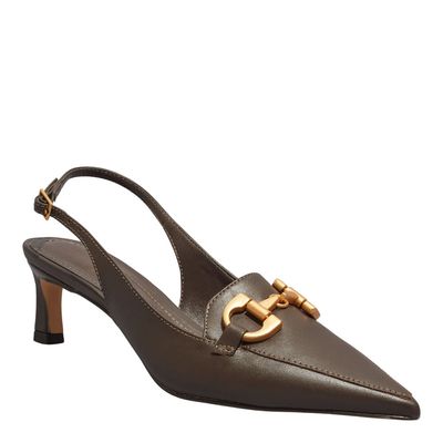 Scarpin Vegetal Salto Baixo Marrom