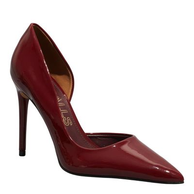 Scarpin Couro Verniz Vermelho Bico Fino Salto Alto