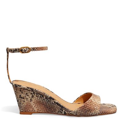 Sandália Anabela Animal Print Cobra