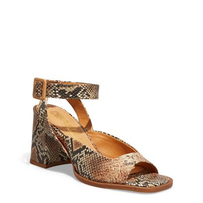 Sandália Animal Print Cobra Salto Alto Grosso