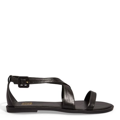 Rasteira Couro Crystal Preto