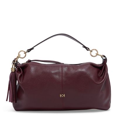 Bolsa grande couro floater vermelho malbec