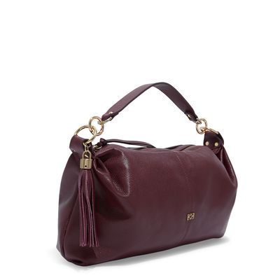 Bolsa grande couro floater vermelho malbec