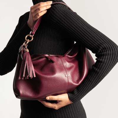 Bolsa grande couro floater vermelho malbec