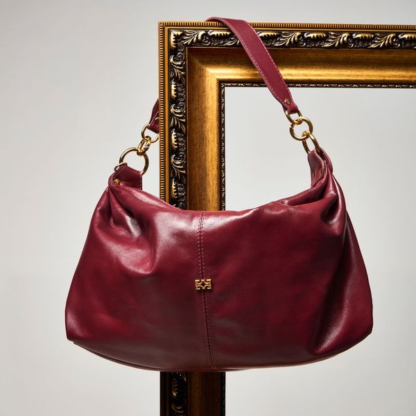 Bolsa grande couro floater vermelho malbec