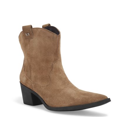Bota Western Camurça Cano Baixo Bege Areia