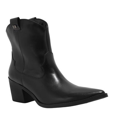 Bota Western Couro Confort Cano Baixo Preto