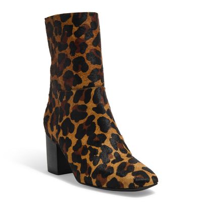 Bota Couro Cano Médio Pêlo Animal Print