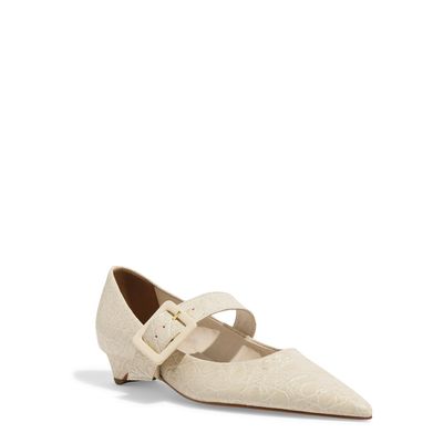 Sapatilha Couro Croco Off White Salto Baixo Fivela