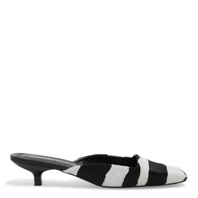 Mule Bico Quadrado Couro Pêlo Estampa Zebra