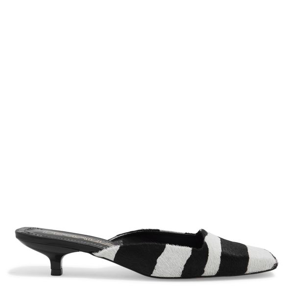 Mule Bico Quadrado Couro Pêlo Estampa Zebra