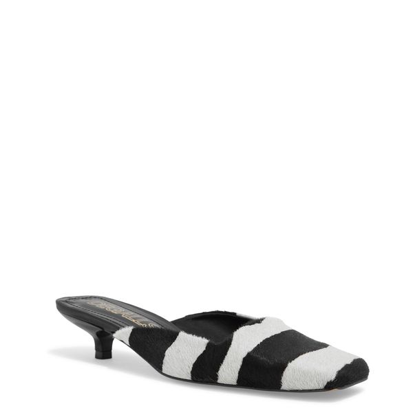 Mule Bico Quadrado Couro Pêlo Estampa Zebra