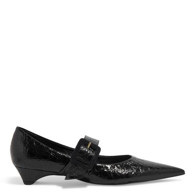 Sapatilha Croco Preto Salto Baixo Fivela