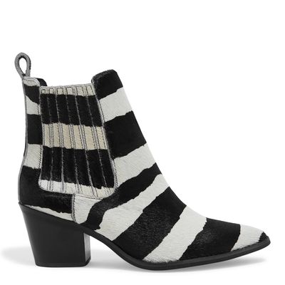 Bota Western Couro Estampa Pêlo Zebra