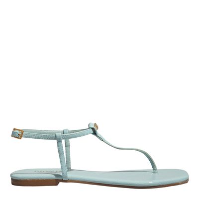 Rasteira Verniz Bico Quadrado Azul Dolce
