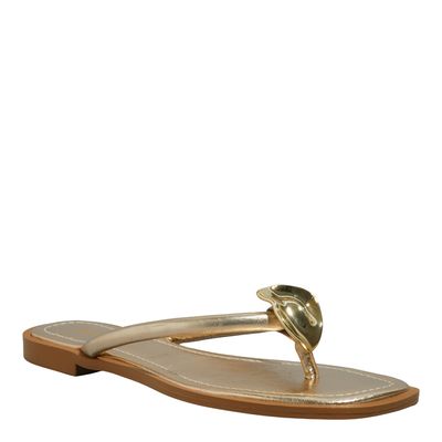 Rasteira Metalizada Reflexo Dourado