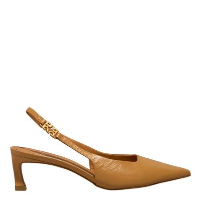 Scarpin Slingback Couro Caramelo