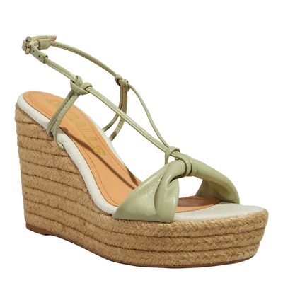 Sandália Espadrille Anabela Couro Soft Verde