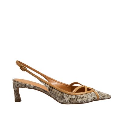 Scarpin Slingback Couro Animal Print Cobra