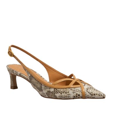 Scarpin Slingback Couro Animal Print Cobra